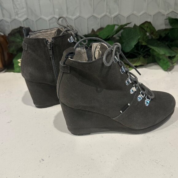 Suzanne Betro Womens Lace-Up Wedge Ankle Boots 6.5 Suede - Picture 6 of 8